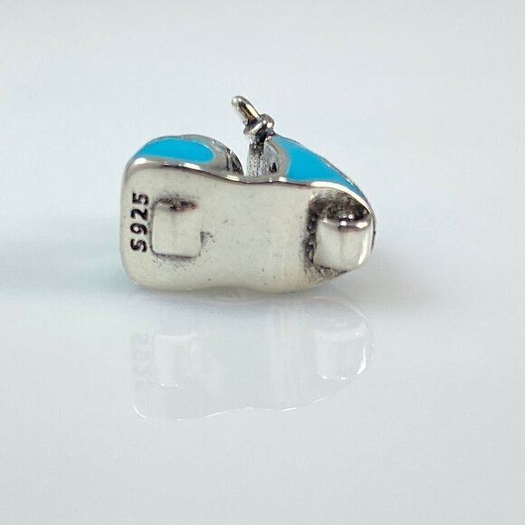 Sterling Silver Enamel Turquoise Blue Scooter Charm - Picture 8 of 9